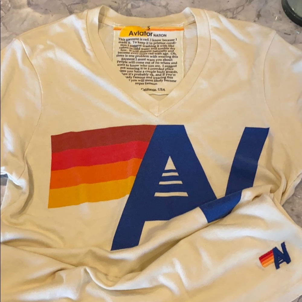 Aviator Nation v-neck tee, small